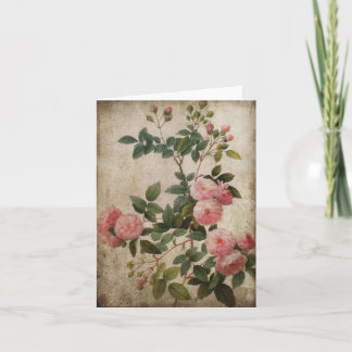 Vintage Pink Roses Note Card Kaart
