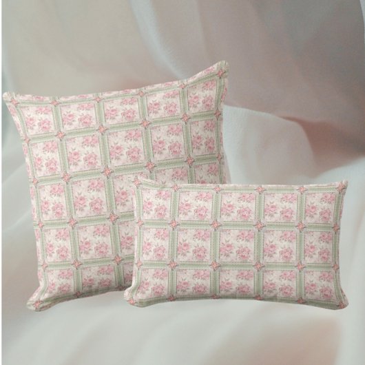 Vintage Pink Roses Patchwork Kussen