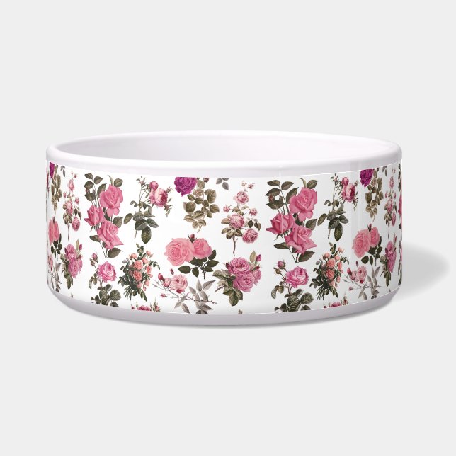 Vintage Pink Roses Voerbakje (Voorkant)