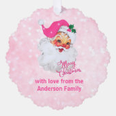 Vintage Pink Santa Christmas Ornament (Voorkant)
