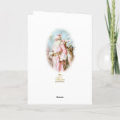 Vintage Pink Santa Claus deer tree Christmas Card  (Achterkant)