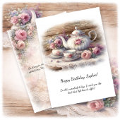 Vintage Pink Tea Setting Birthday | Kaart