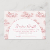 Vintage Pink Toile Baby Shower Diapper Raffle Informatiekaartje (Voorkant)