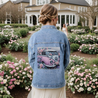 Vintage Pink VW Bus Denim Jacket