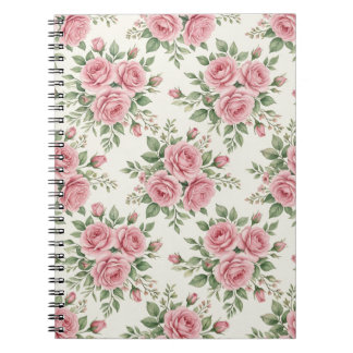 Vintage Pink Watercolor Roses Floral Seamless Notitieboek