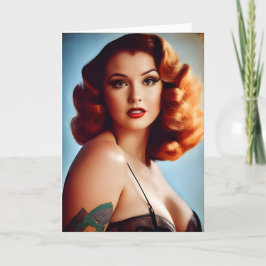 Vintage Pinup Birthday Kaart