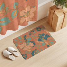 Vintage Pioen Bloemen Terracotta Teal Aqua