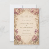 Vintage Pioen Botanisch Save The Date (Voorkant)