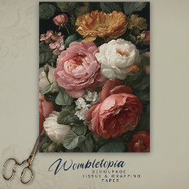 Vintage Pioen en Tuinroos Bloemendecoupage Tissuepapier
