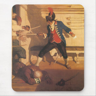 Vintage piraat kapitein, zwaardgevecht door NC Wye Muismat