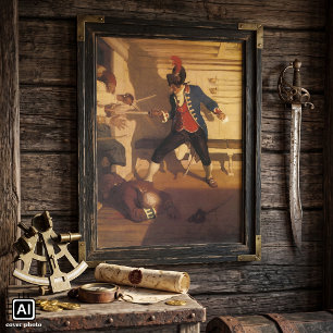 Vintage piraat kapitein, zwaardgevecht door NC Wye Poster