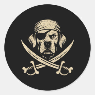 Vintage Piraat Labrador Kruisbeenderen Hond Liefhe Ronde Sticker
