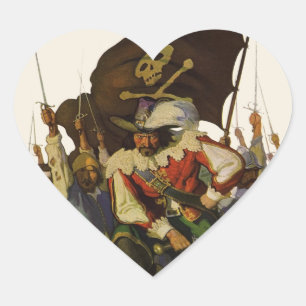 Vintage Piraat Leven Wyeth Illustratie Hart Sticker
