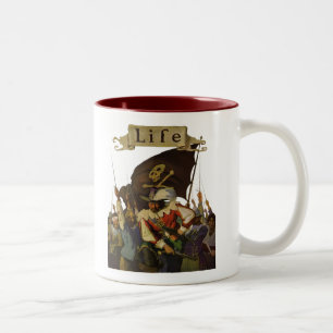 Vintage Piraat Leven Wyeth Illustratie Tweekleurige Koffiemok