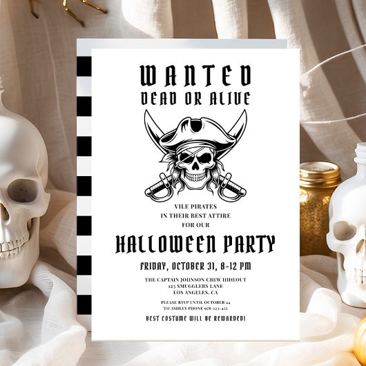 Vintage Piraat Schedel Halloween Feest Kaart