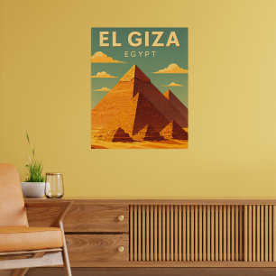 Vintage Piramides van Giza – Retro Egypte Reizen  Poster