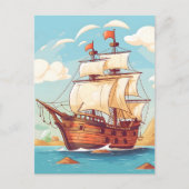 Vintage Pirate Ship Adventure Postcard Briefkaart (Voorkant)
