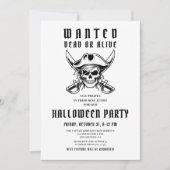 Vintage Pirate Skull Halloween Party Kaart (Voorkant)