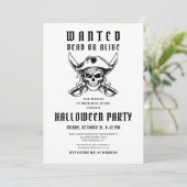 Vintage Pirate Skull Halloween Party Kaart (Staand voorkant)