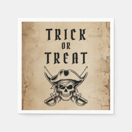 Vintage Pirate Skull Trick Or Treat Halloween Servet