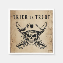 Vintage Pirate Skull Trick Or Treat Halloween Servet