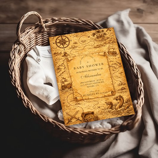 Vintage Pirate Treasure Map Baby Shower Kaart
