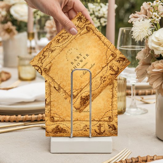 Vintage Pirate Treasure Map Baby Shower Servet