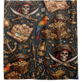 Vintage pirate treasure map shower curtain douchegordijn (Voorkant)