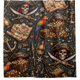 Vintage pirate treasure map shower curtain douchegordijn