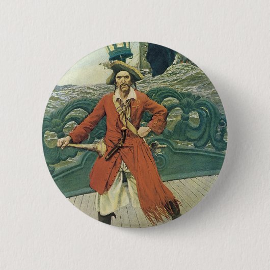 Vintage Piraten, Captain Keitt door Howard Pyle Ronde Button 5,7 Cm (Voorkant)