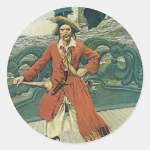 Vintage Piraten, Captain Keitt door Howard Pyle Ronde Sticker