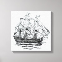 Vintage Piraten Galleon, Schets van een 74 kanonne
