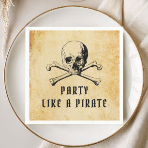Vintage Piratenfeest Schedel & Botten Halloween Servet