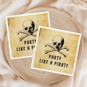 Vintage Piratenfeest Schedel & Botten Halloween Servet