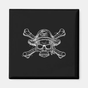 Vintage piratenschedel en kruisbeenskelet vrolijk magneet