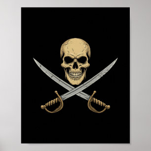 Vintage Piratenskelet Caribische Cruise Halloween Poster