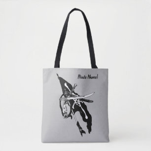 Vintage piratenvlag, Jolly Roger schedel en gekrui Tote Bag