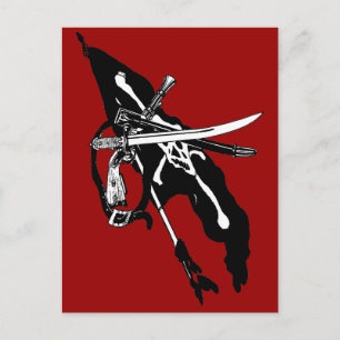 Vintage Piratenvlag, Jolly Roger Schedel Kruisbeen Briefkaart