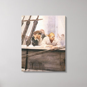 Vintage Pirates Brig Covenant in een mist door NC  Canvas Afdruk