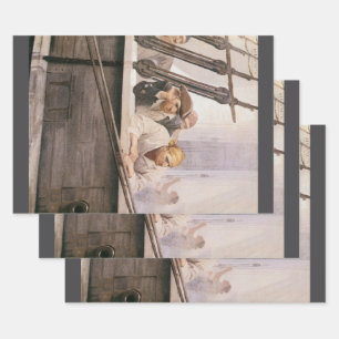 Vintage Pirates Brig Covenant in een mist door NC  Inpakpapier Vel