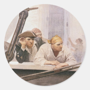 Vintage Pirates Brig Covenant in een mist door NC  Ronde Sticker