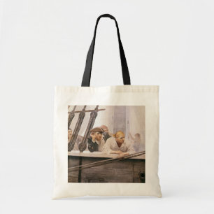 Vintage Pirates Brig Covenant in een mist door NC Tote Bag