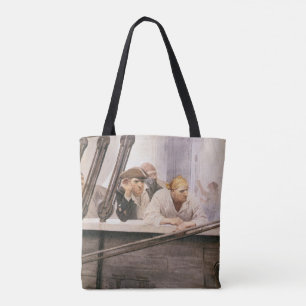 Vintage Pirates Brig Covenant in een mist door NC Tote Bag