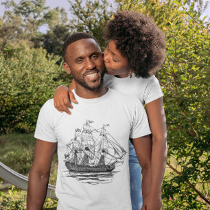 Vintage Pirates Galleon, Schets van een 74 kanonne T-shirt