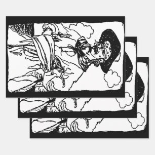 Vintage Pirates Sketch van een kapitein door Howar Inpakpapier Vel