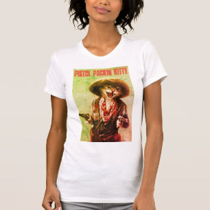 Vintage Pistol Pakin Kat T-shirt vrouwen