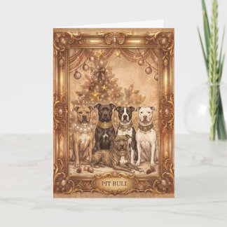 Vintage Pit Bull Kerst Groetkaart - Elegant Kaart