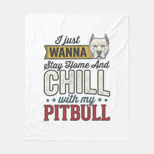 Vintage Pitbull Blijf Thuis En Chillen Hond Liefhe Fleece Deken