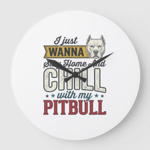 Vintage Pitbull Blijf Thuis En Chillen Hond Liefhe Grote Klok
