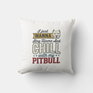 Vintage Pitbull Blijf Thuis En Chillen Hond Liefhe Kussen